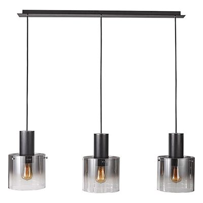 Vintage Style 3 Light Bar Pendant - Fading Black Glass