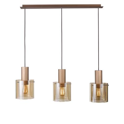 Vintage Style 3 Light - Amber Glass
