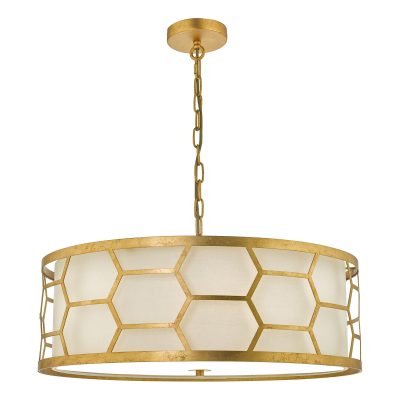 Epstein 4 Light Pendant Gold With Ivory Shade and Glass Diffuser