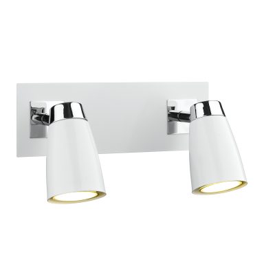Loft 2lt Wall Spotlight - Matt White and Chrome