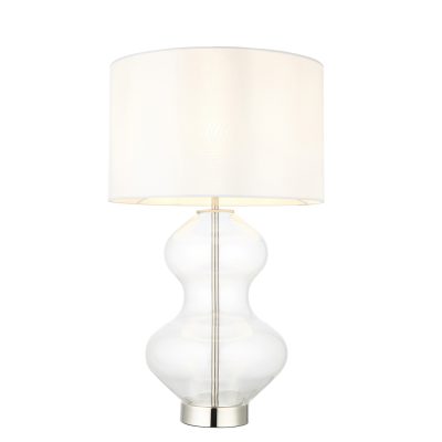 Bright Nickel and Shaped Glass Touch Lamp