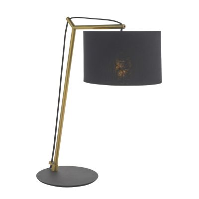 Angular table light in matt brass with black shade