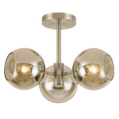 3 Light Semi-Flush Globe - Amber