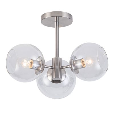 3 Light Semi-Flush Globe - Clear