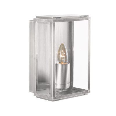 Box Rectangular Wall Light with Bevelled Glass IP44 - Satin Silver